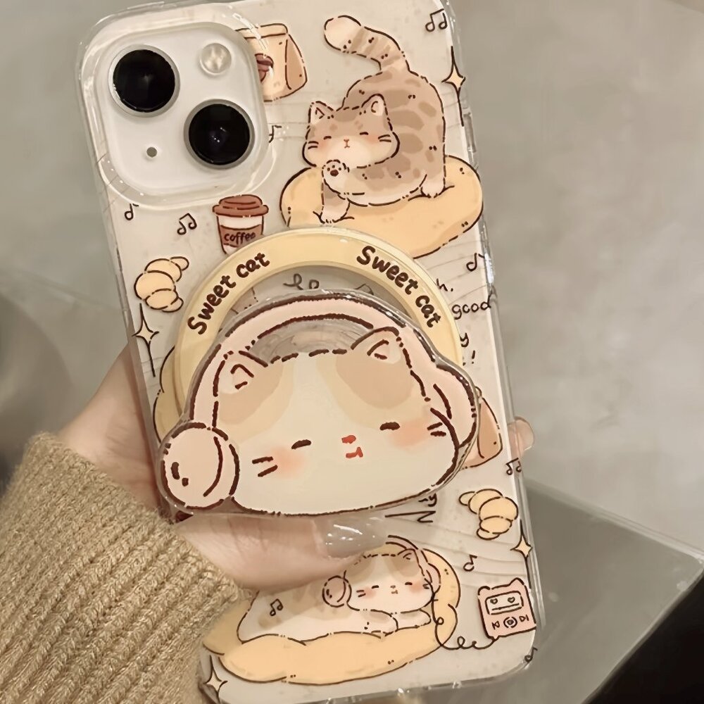 Cute Cat Magnetic Phone Case, Mag-Safe iPhone Case, Phone Case For Girls